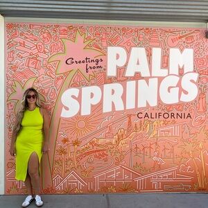 Lulu’s Neon Lime Ribbed Tank & Midi Skirt Set Size L